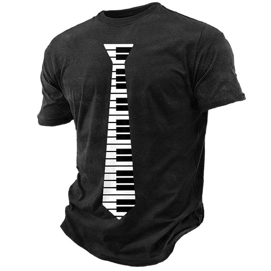 Men's Piano Keyboard Necktie Graphic Tee