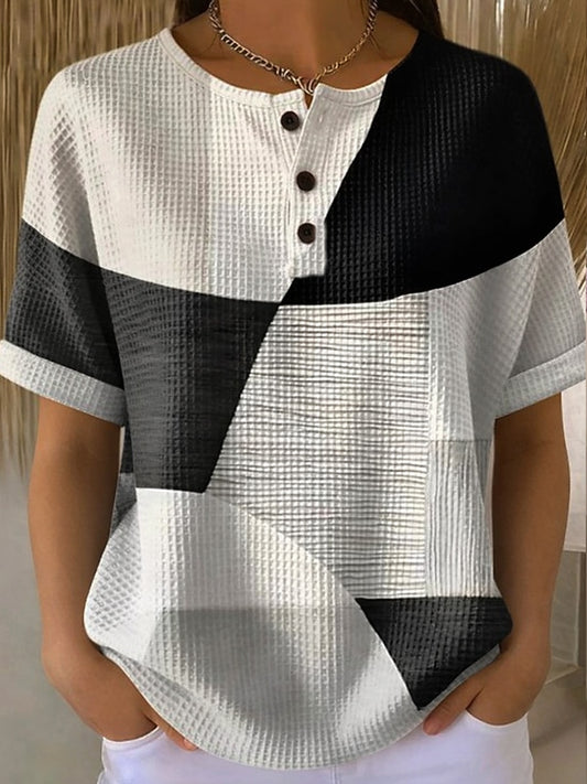 Women's Abstract Colorblock Art Graphic Tee
