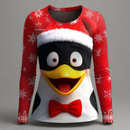 Women's Penguin Reindeer Christmas Graphic Tee