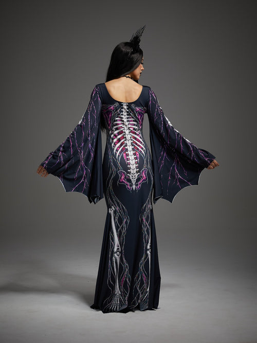 Women's Gothic Mermaid Skull Halloween Ball Gown