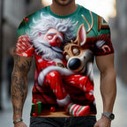 Men's Reindeer Santa Christmas Graphic Tee