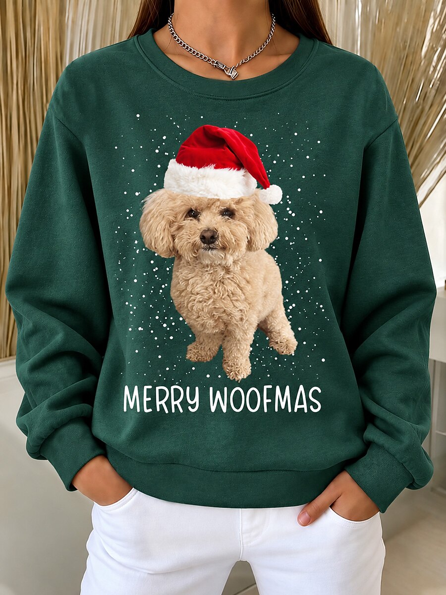 Animal Print Christmas Longline Pullover Sweatshirt