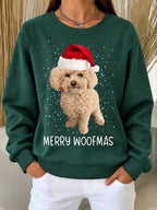 Animal Print Christmas Longline Pullover Sweatshirt