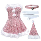 Sequined Santa Mrs Claus Costume & Hat Set