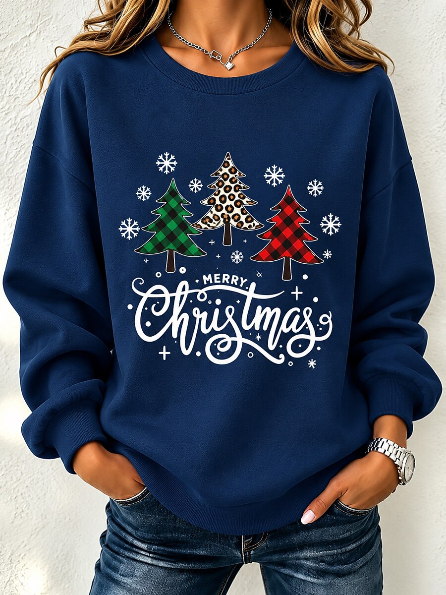 Snowflake Graphic Christmas Pullover Sweatshirt