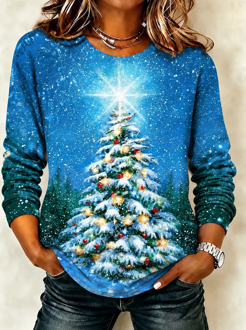 Vintage Christmas Tree Long Sleeve Shirt