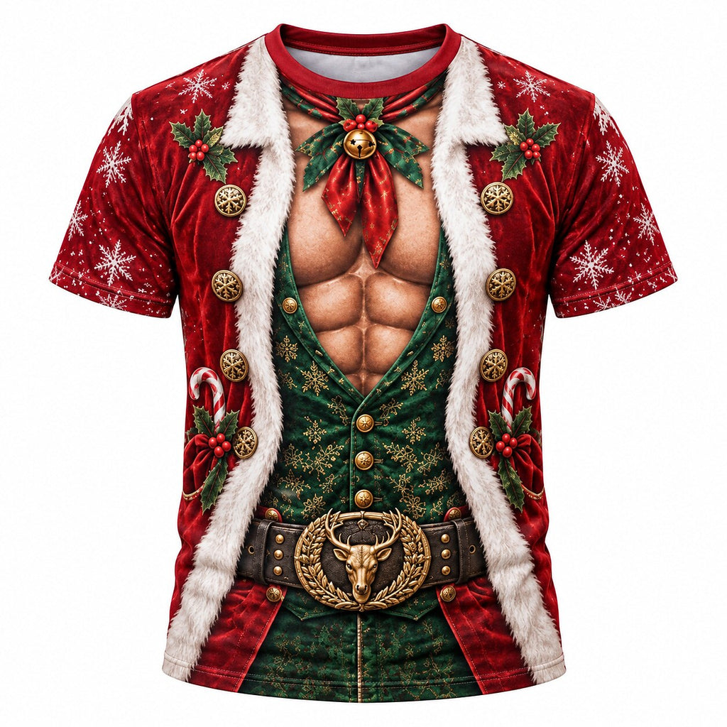 Christmas Hunk Santa Funny Graphic T-Shirt