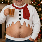 Christmas Snowman Fake Belly Crewneck Sweatshirt