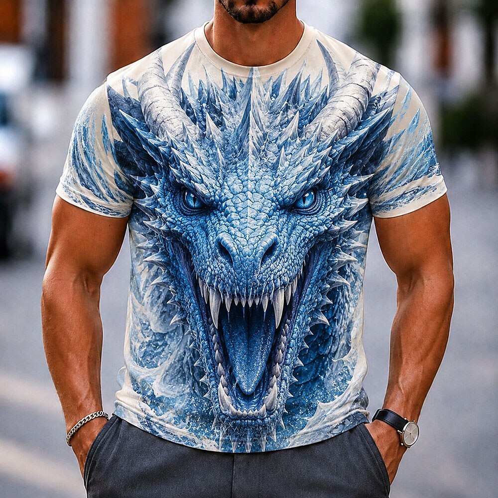 Men's Dragon Cow Animal Graphic Tee
