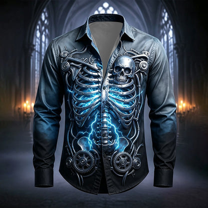 Men's Ice Skull Gothic Button Shirt