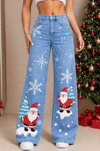 Women's Santa Tree Drawstring Denim Jeans
