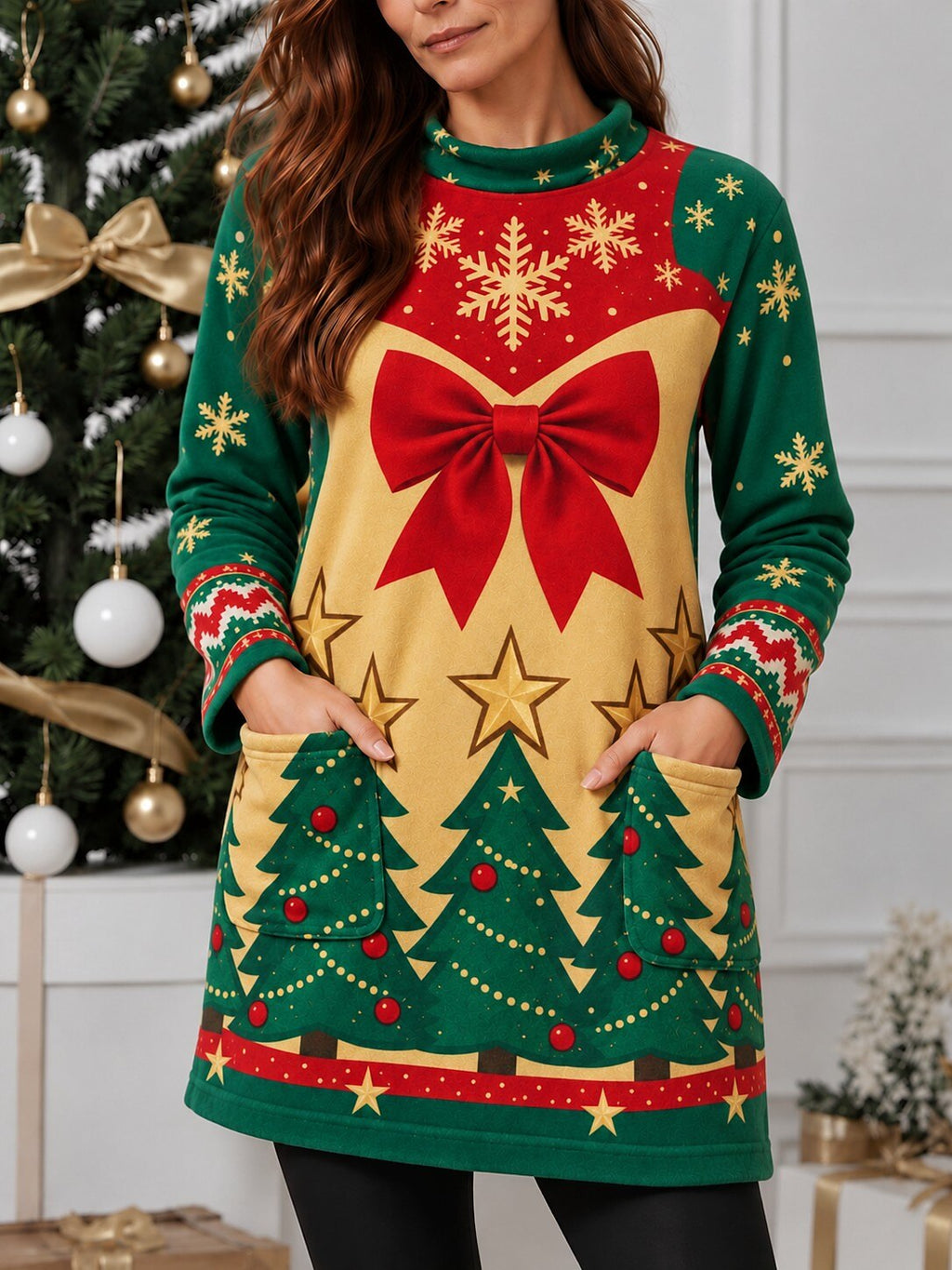 Women's Christmas Tree Snowflake Sweatshirt