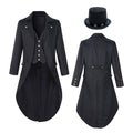 Men's Vintage Halloween Tuxedo Tailcoat Costume Coat & Hat Set