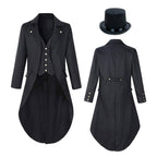 Men's Vintage Halloween Tuxedo Tailcoat Costume Coat & Hat Set