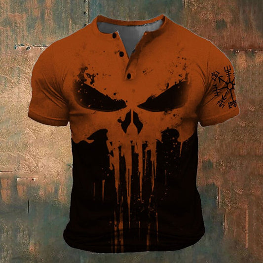 Men's Viking Skull Halloween Henley