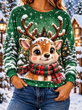Festive Animal Print Christmas Pullover Sweatshirt