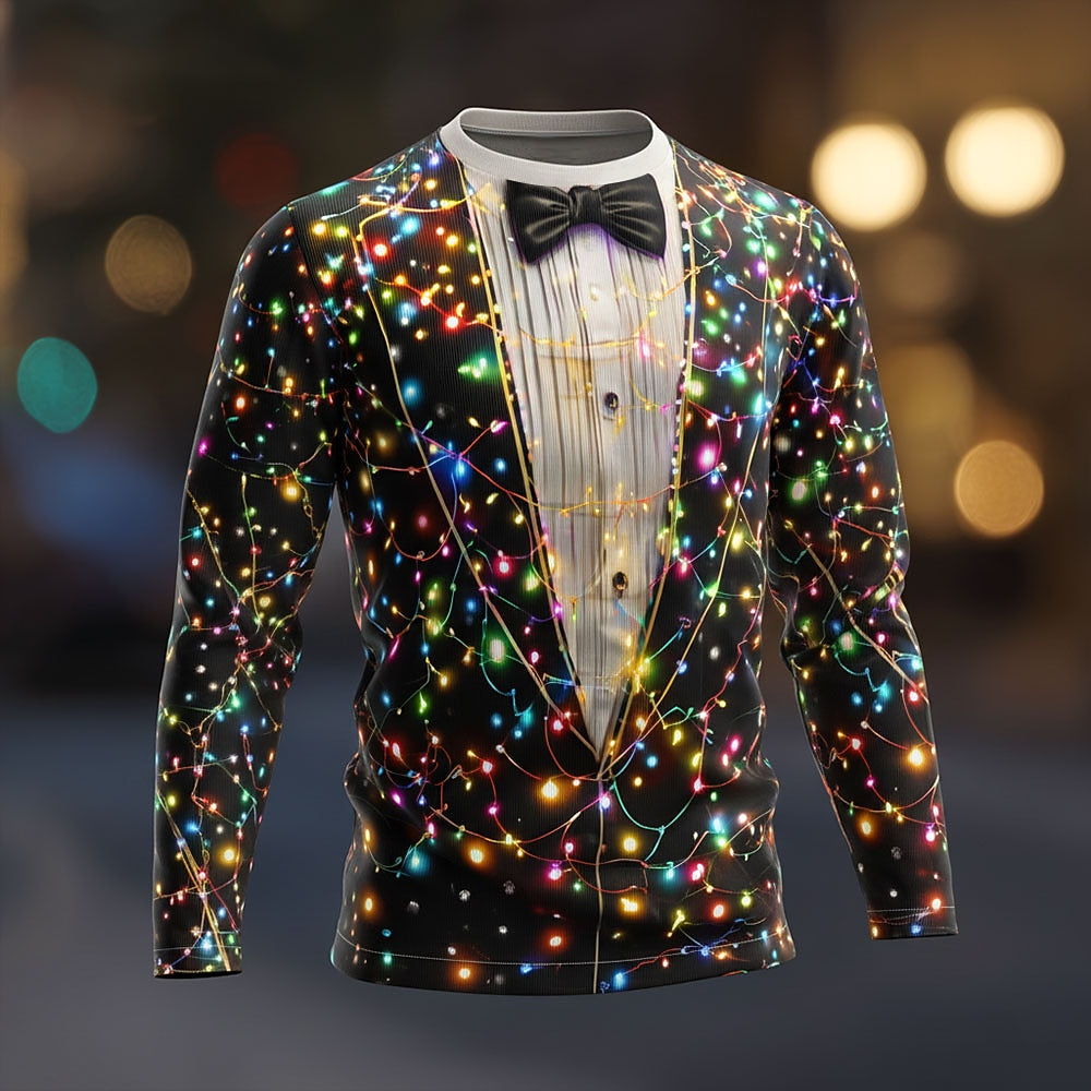 Men's Modern Black Christmas Tuxedo Tee