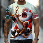 Men's Santa Christmas Animal Graphic Tee