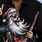 Santa Guitarist Christmas Button Up Shirt