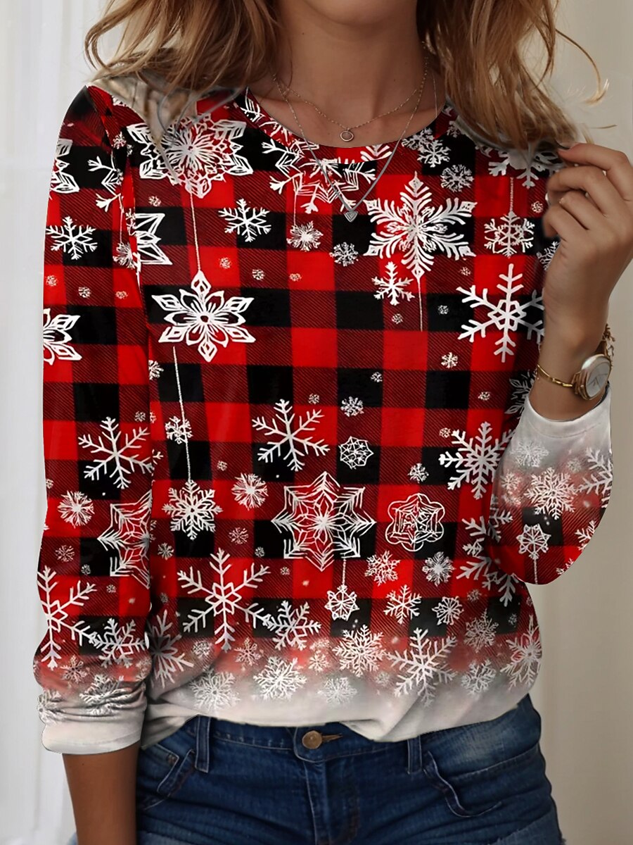 Women's Snowman Snowflake Christmas Graphic Tee
