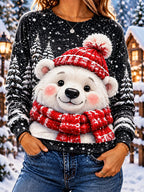 Festive Animal Print Christmas Pullover Sweatshirt