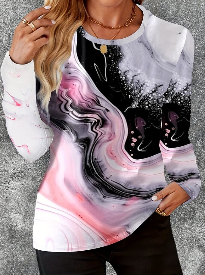 Women's Floral Gradient Art Graphic Tee