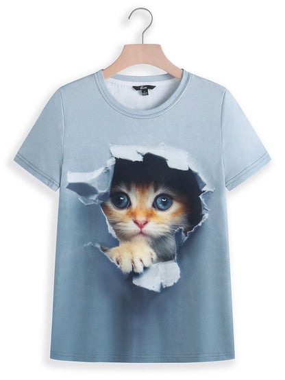 Women's Peekaboo Kitten Graphic Tee