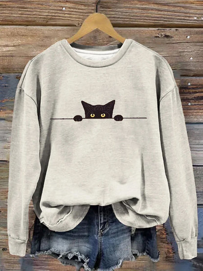 Women's Halloween Black Cat Sweatshirt