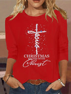 Women's Christmas Christ Cross Graphic T-shirt