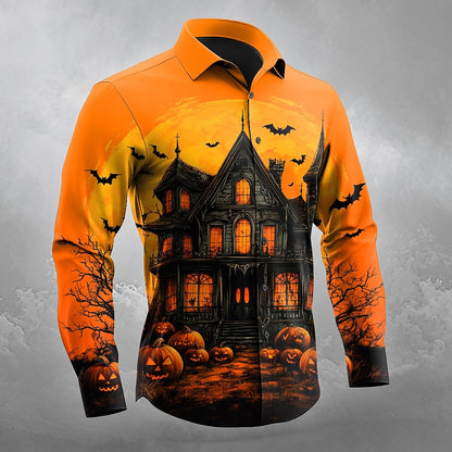Men's Pumpkin Haunted Jackolantern Gothic Shirt
