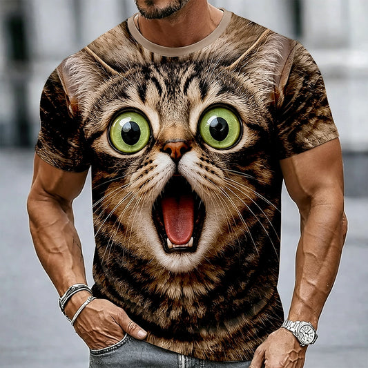 Men's Cute Cat Animal Graphic Tee