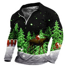 Christmas Santa Tree Zip Polo Shirt