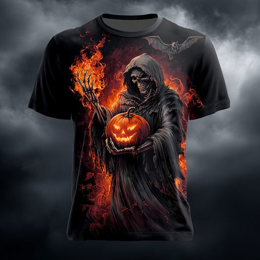 Men's Pumpkin Reaper Horror Graphic Tee