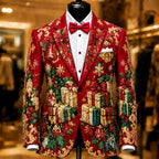 Men's Festive Pattern Print Christmas Blazer
