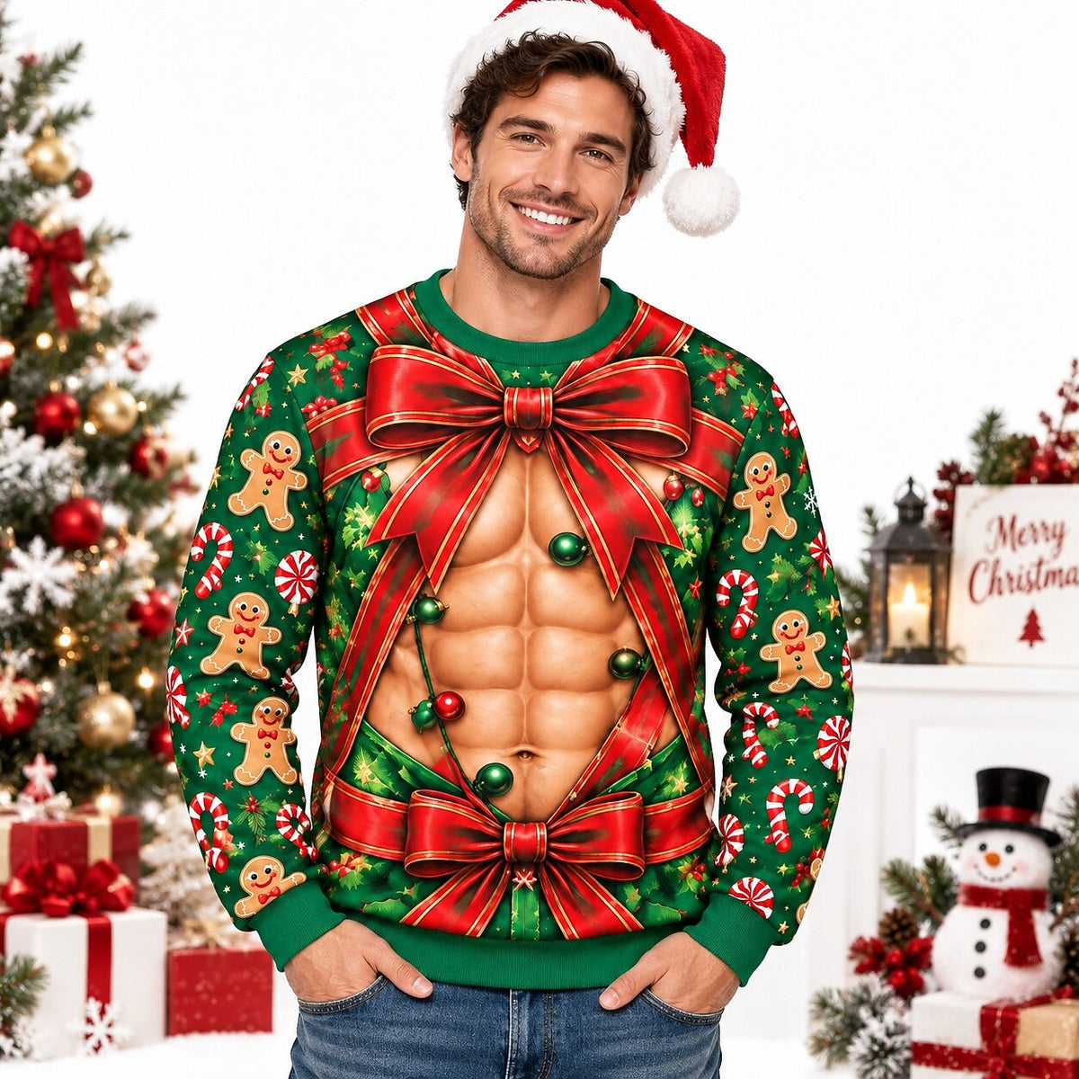 Christmas Gingerbread Elf Funny Crewneck Sweatshirt