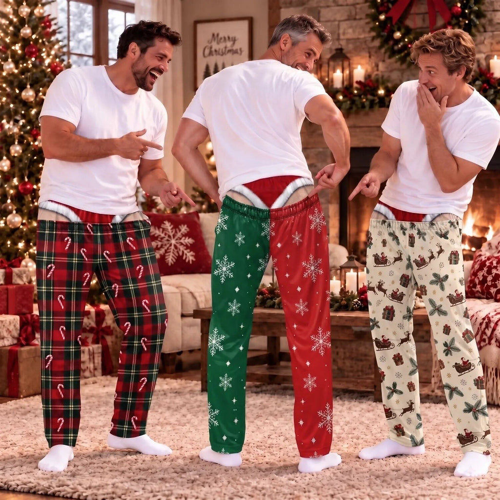 Men's Funny Red Plaid Pajama Pants