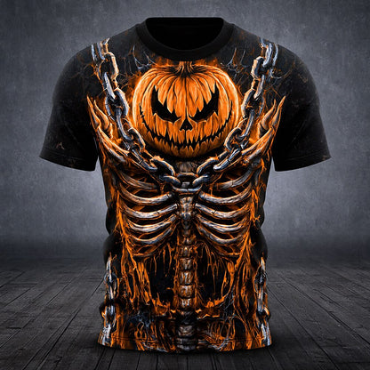 Men's Halloween Pumpkin Skeleton Tee
