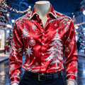 Men's Christmas Bauble Print Satin Shirt