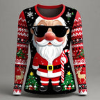 Women's Santa Christmas Tree Longsleeve Tee