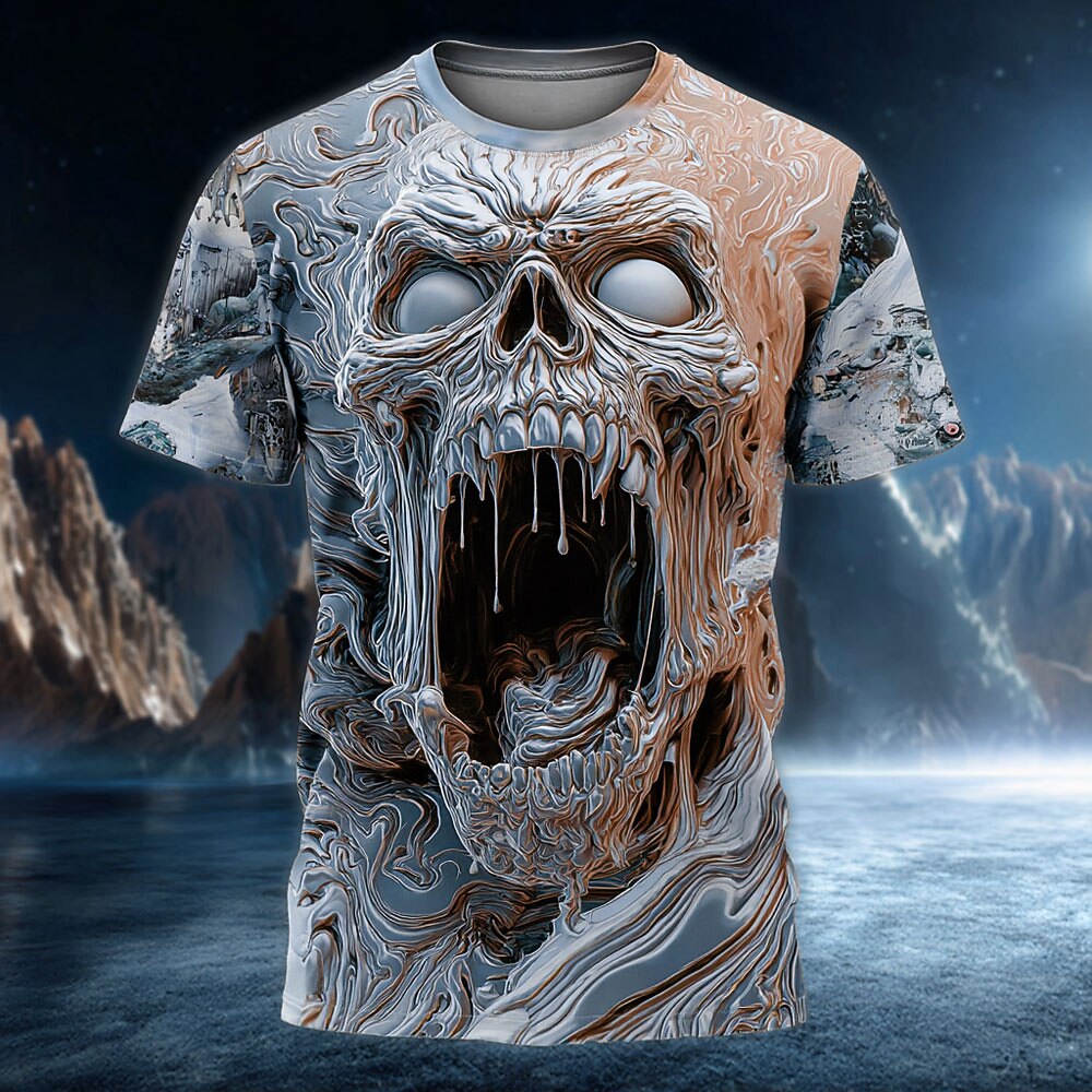 Men's Neon Skull Horror Graphic Tee