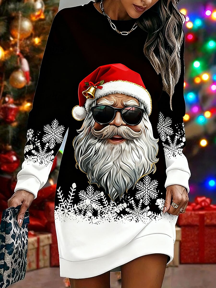 Women's Santa Graphic Festive Dress