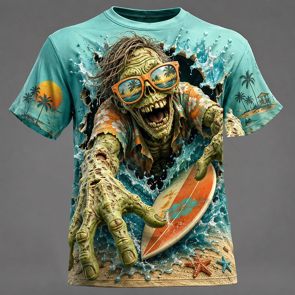 Men's Zombie Skull Bone Print Tee