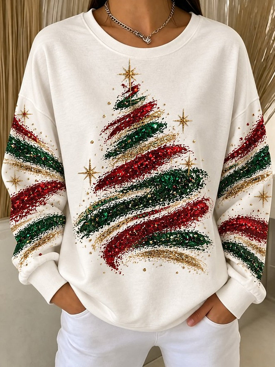 Christmas Tree Graphic Women's Pullover Sweatshirt