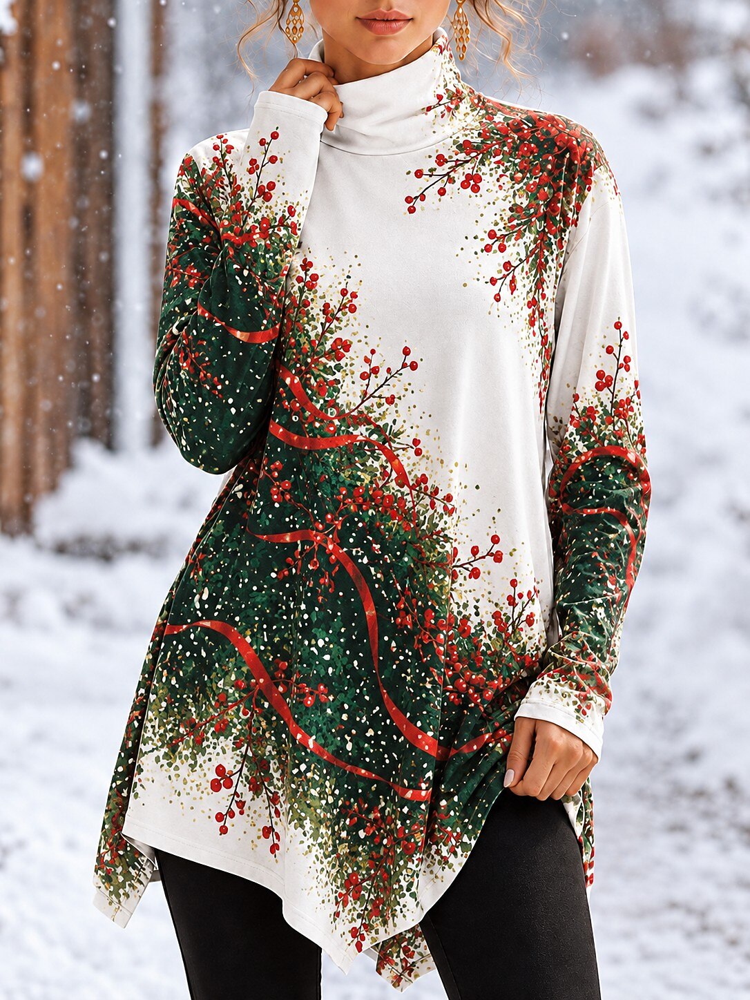 Women's Christmas Floral T-Shirt