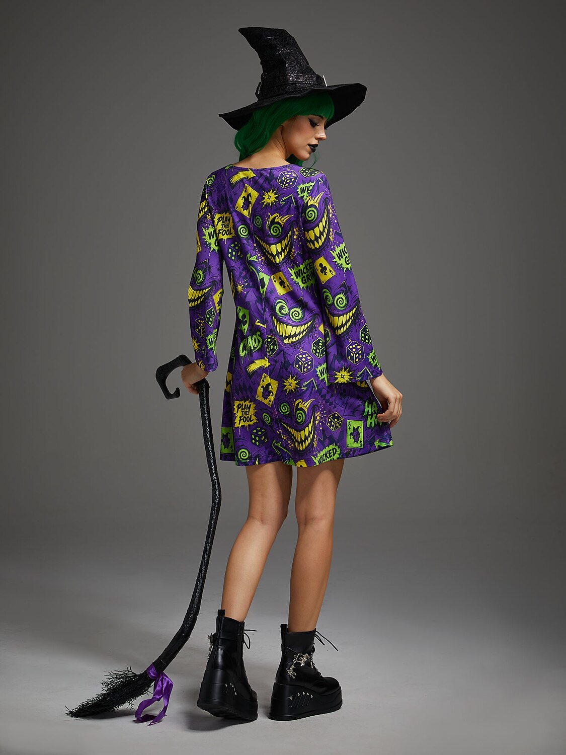 Women's Evil Jester Gothic Halloween Print Dress