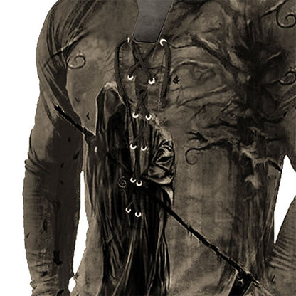 Men's Cool Skulls Halloween Henley