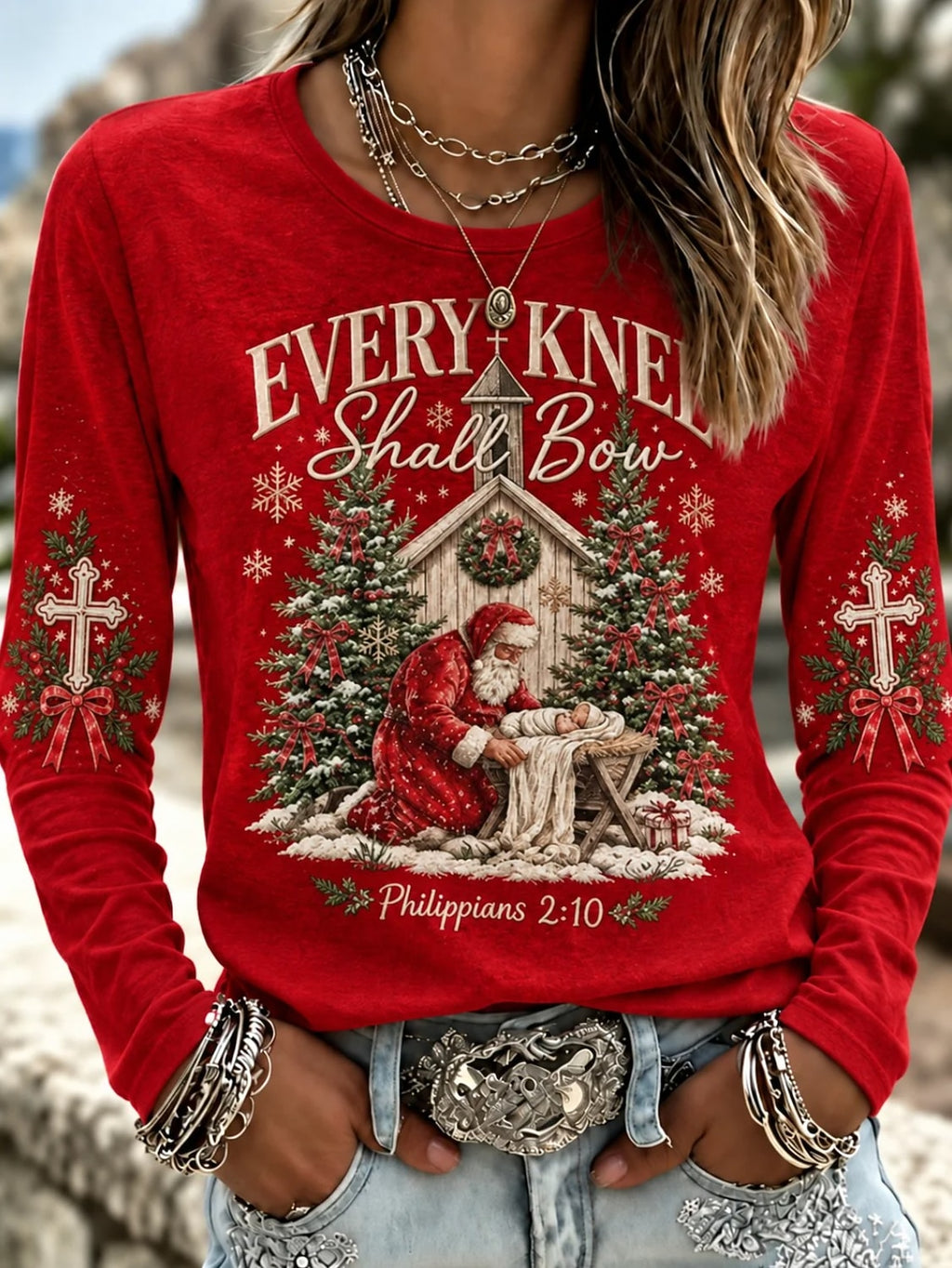 Santa Claus Graphic Women's Christmas Shirt