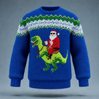 Christmas Santa Dinosaur Graphic Sweater
