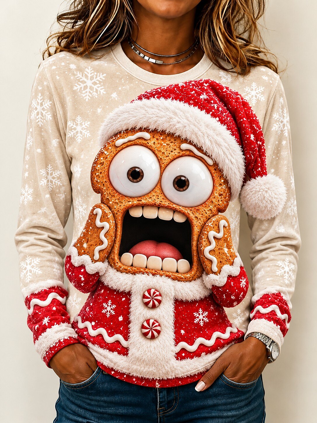 Santa Claus Christmas Round Neck Shirt
