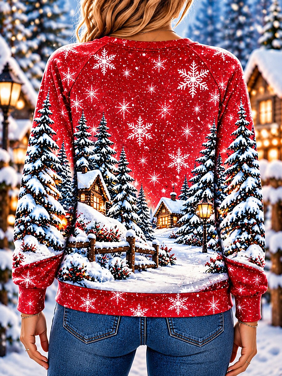 Snowman Graphic Christmas Pullover Sweatshirt